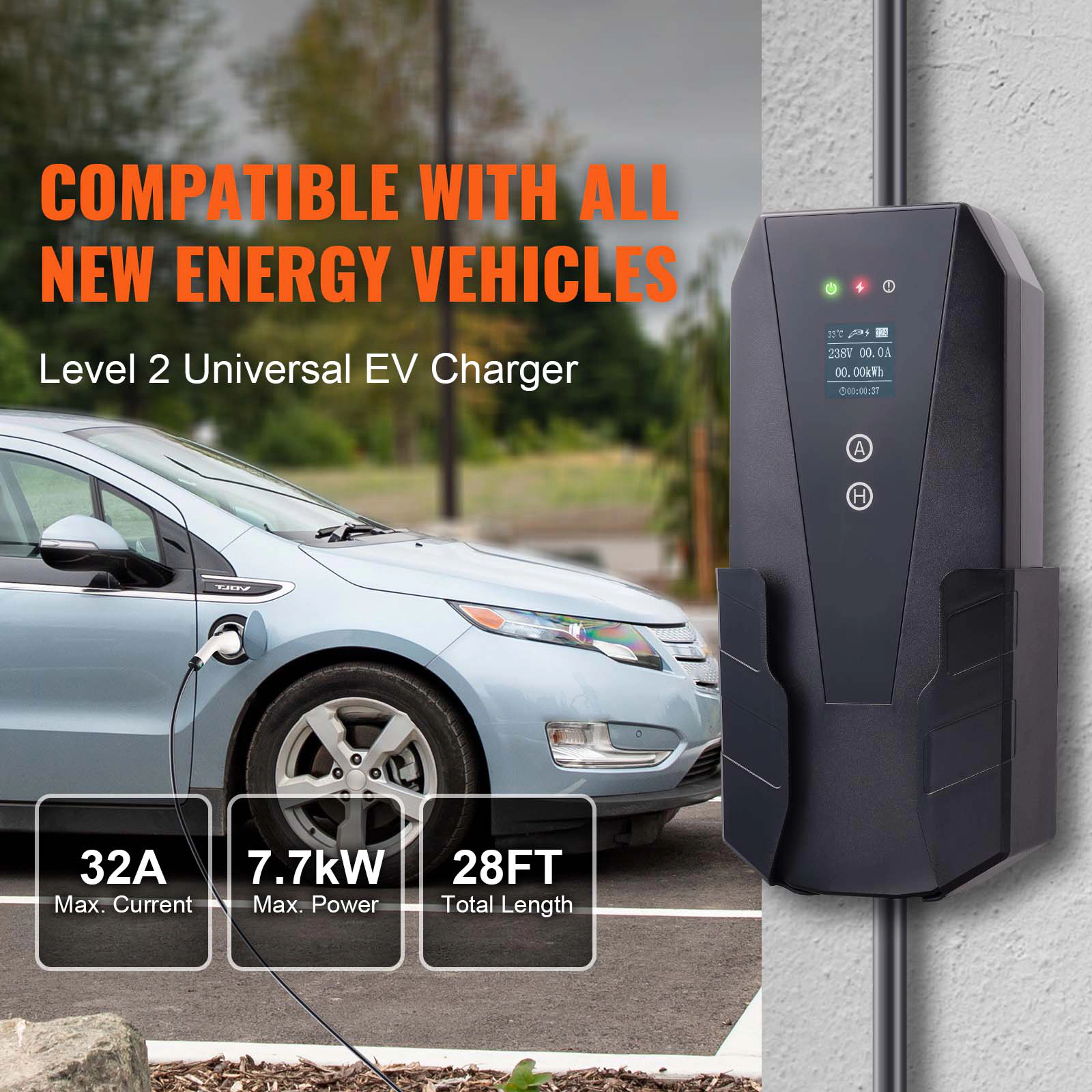 HONGGE Level 2 Portable EV Charger, 240V, Electric Vehicle Charger with Charging Cable, NEMA 14-50P Plug