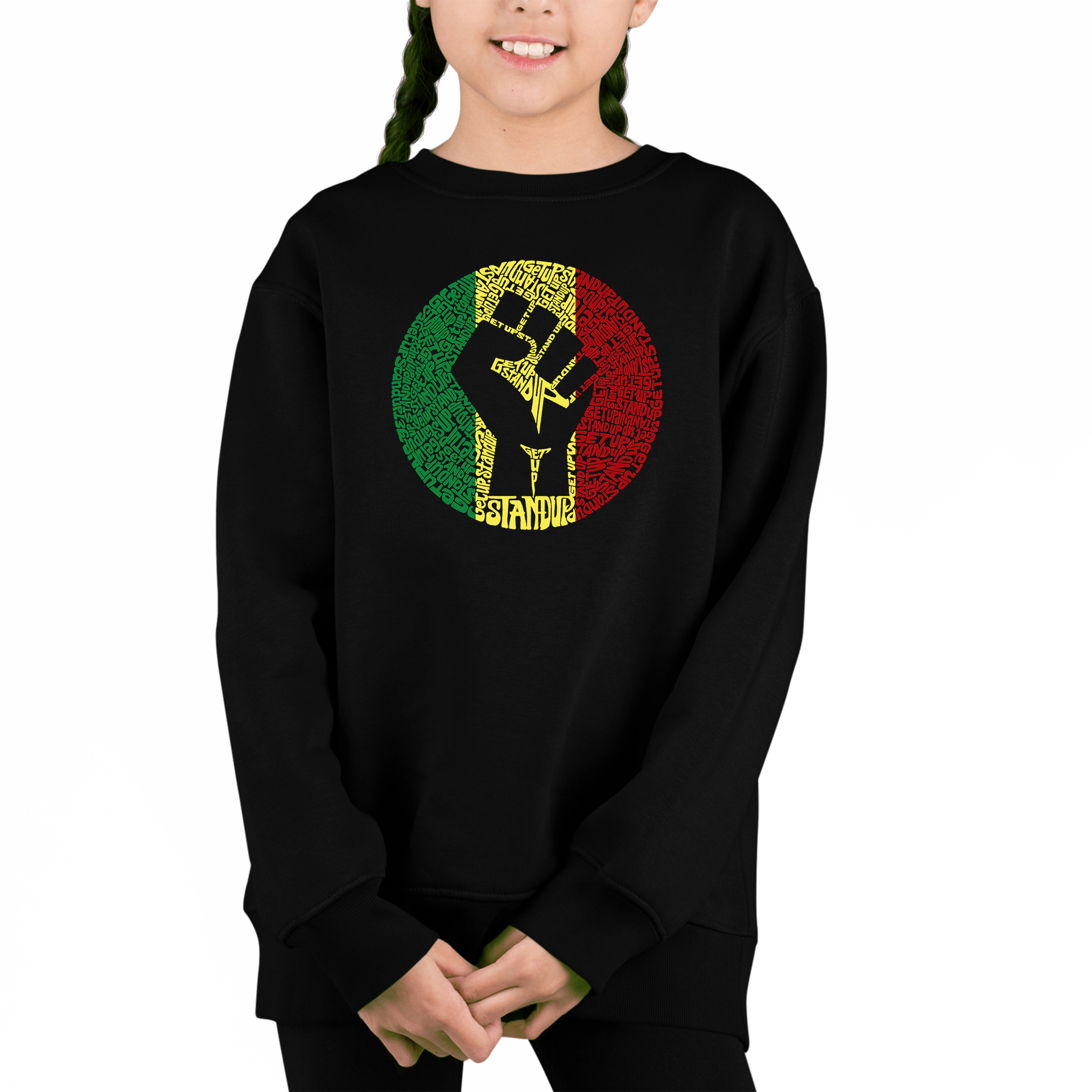 LA Pop Art Girl's Word Sweatshirt - Get Up Stand