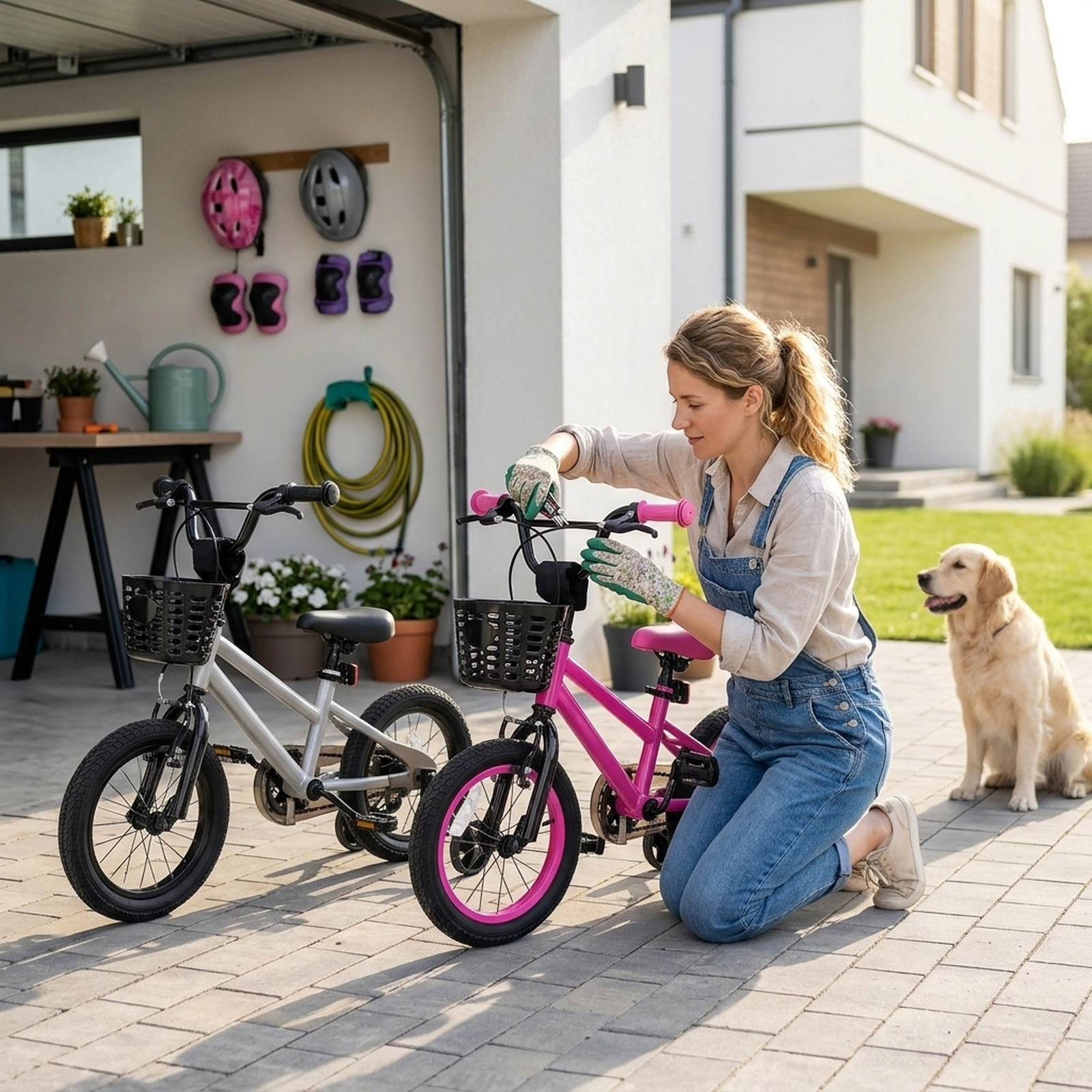 14-in Kids Bike with Transparent Chain Cover Removable Training Wheels Adjustable Seat and Dual Brakes Ages 4-5 Silver