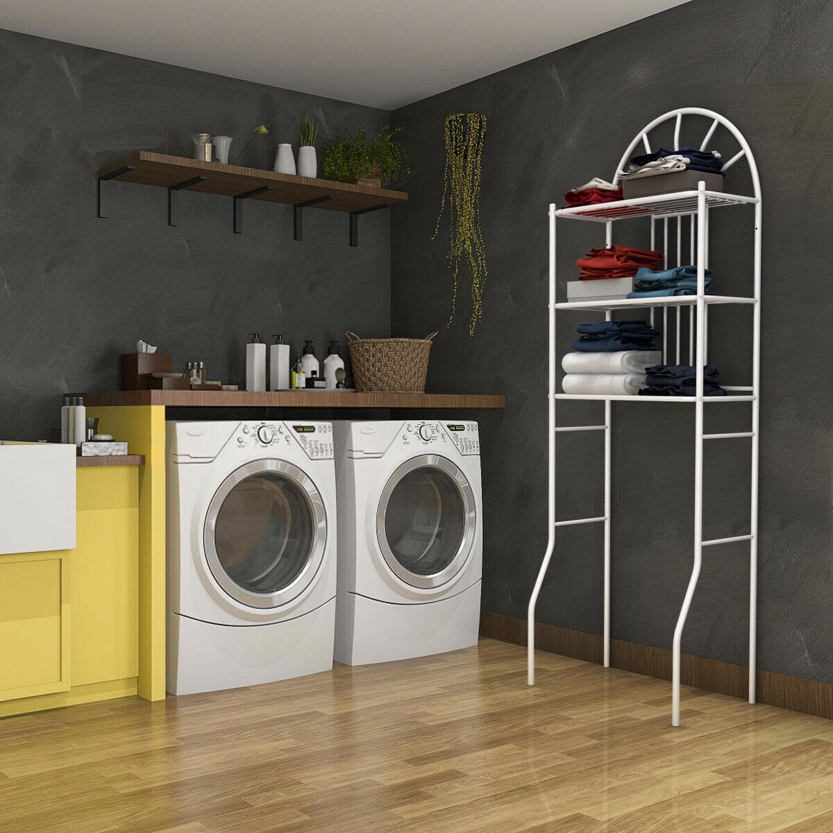 Slickblue Over The Toilet Bathroom Storage Rack with 3 Tier Shelves and Metal Frame