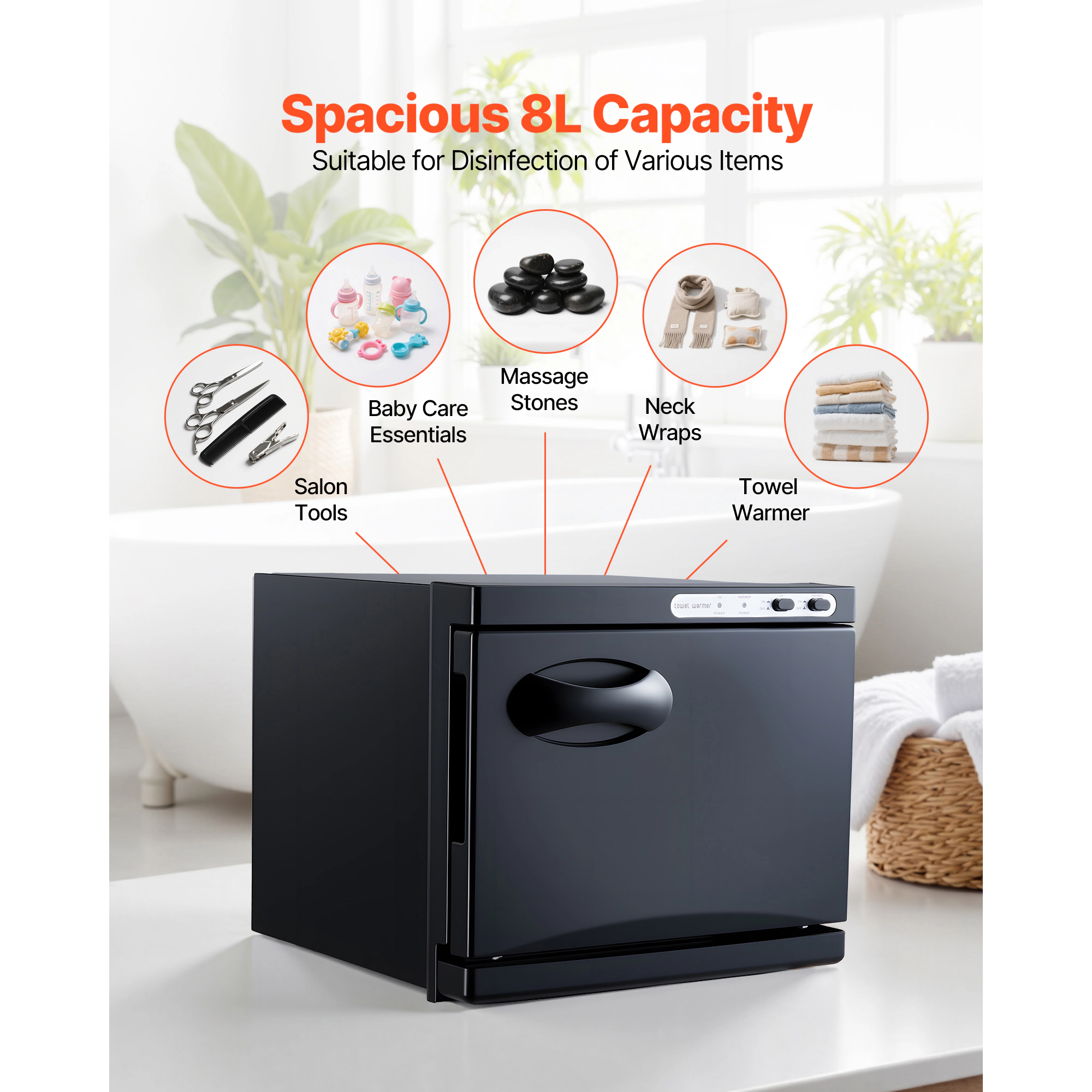 HONGGE Hot Towel Warmer Small Towel Warmer Cabinet with Clip & Stainless Steel Rack Holds up Towels Portable All-Round
