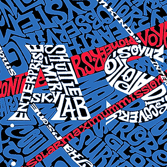 LA Pop Art Nasas Most Notable Missions - Mens Word Art Crew Sweatshirt
