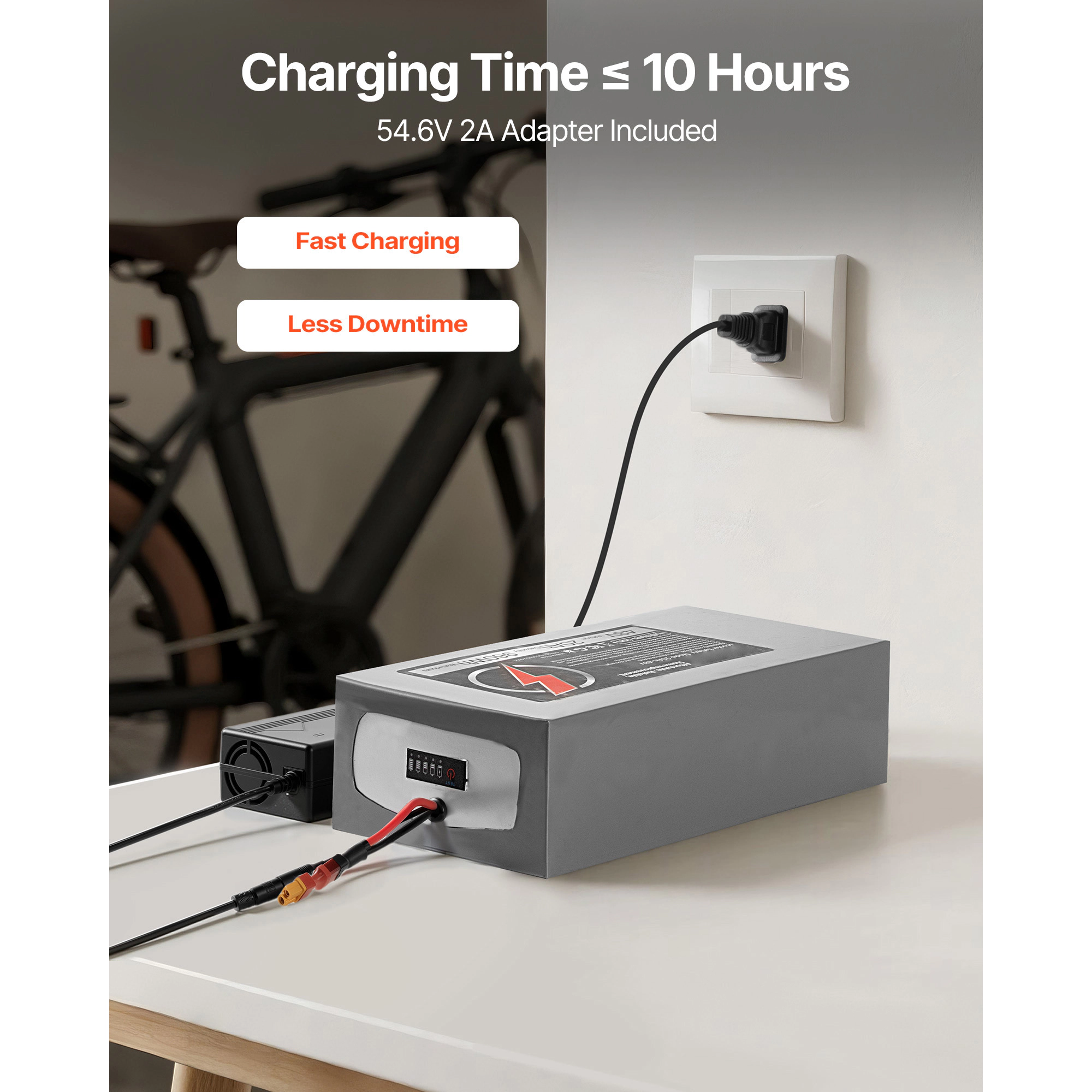 HONGGE Electric Scooter Battery, Ebike Lithium Battery Pack with 30A BMS, Charger, T-Plug Expansion Cable, 500+ Cycles