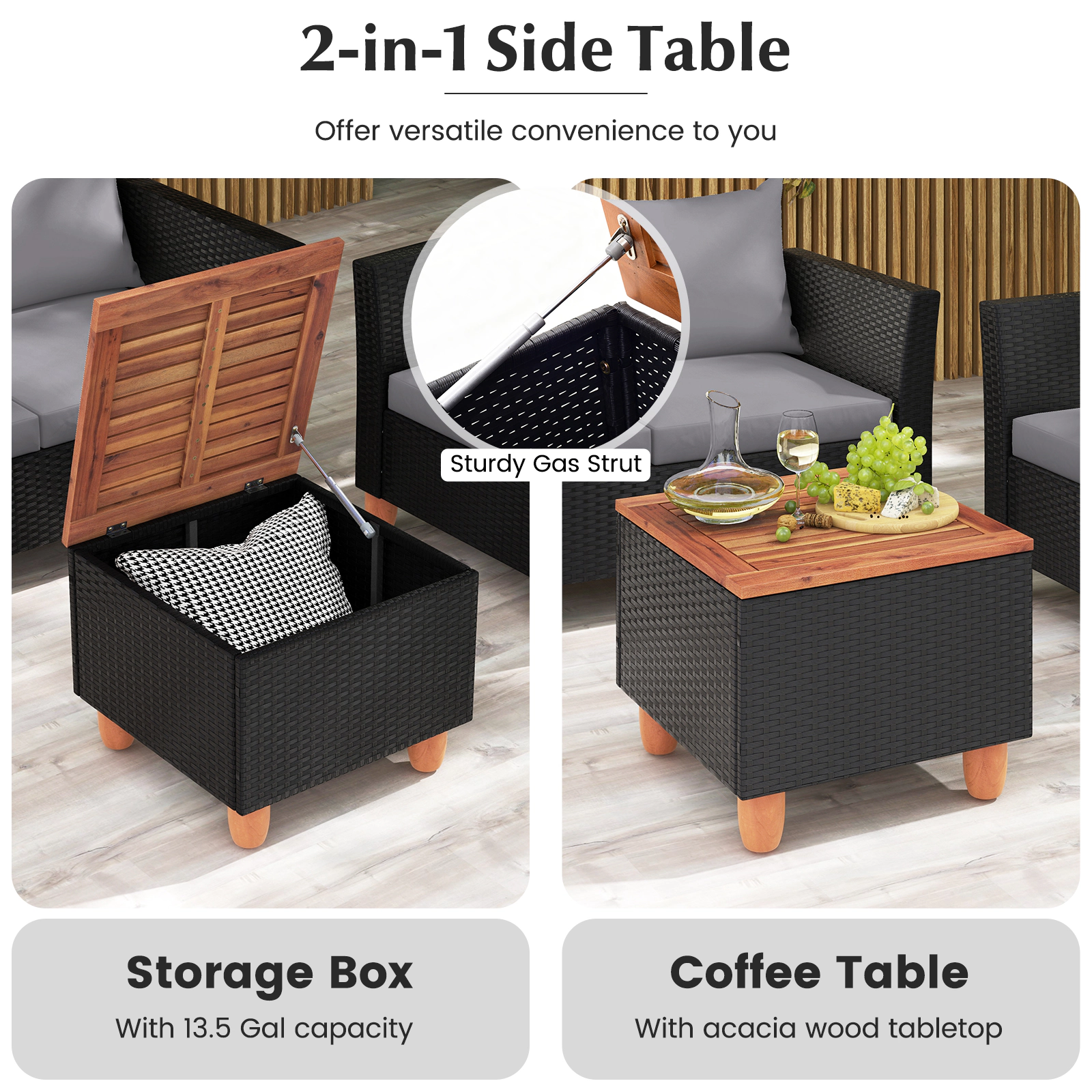 Hivvago 4 Piece Outdoor Conversation Set with Storage Coffee Table