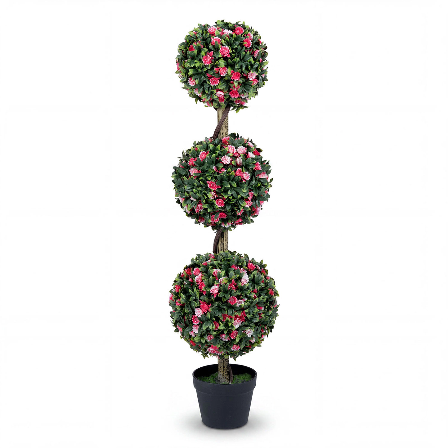 SlickBlue Artificial 3 Ball Topiary Tree 45 Inch Potted Faux Plant for Indoor and Outdoor