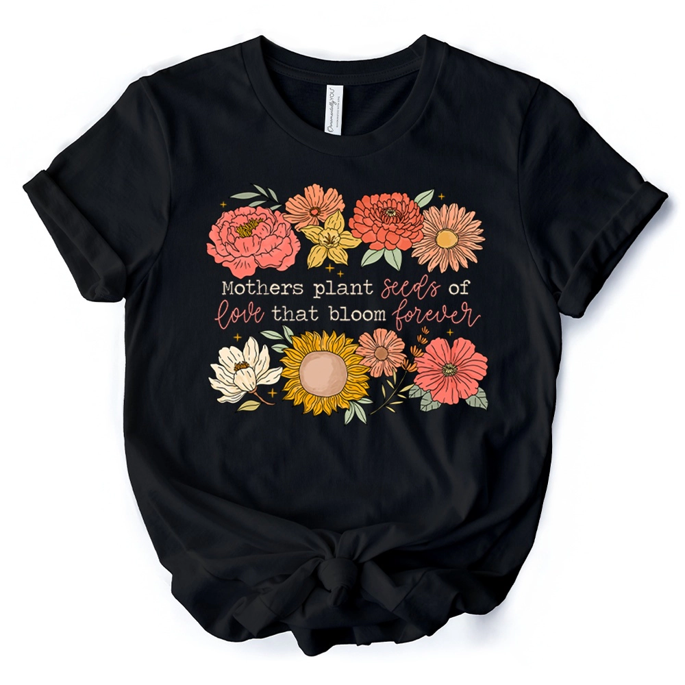 OrnamentallyYou Womens Seeds Of Love Mama Floral T-Shirt