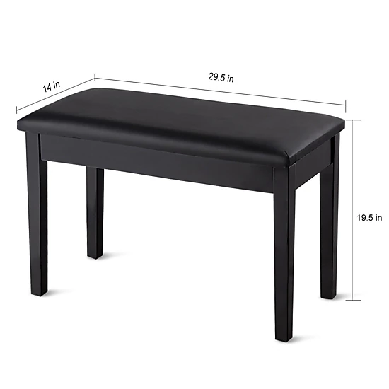 LJG Solid Wood PU Leather Padded Piano Bench Keyboard Seat, Color ...