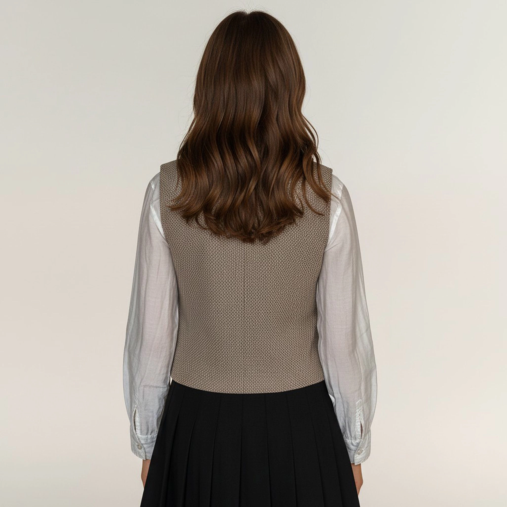 Anna-Kaci Women's Textured Button Front Vest Top with Asymmetrical Hemline