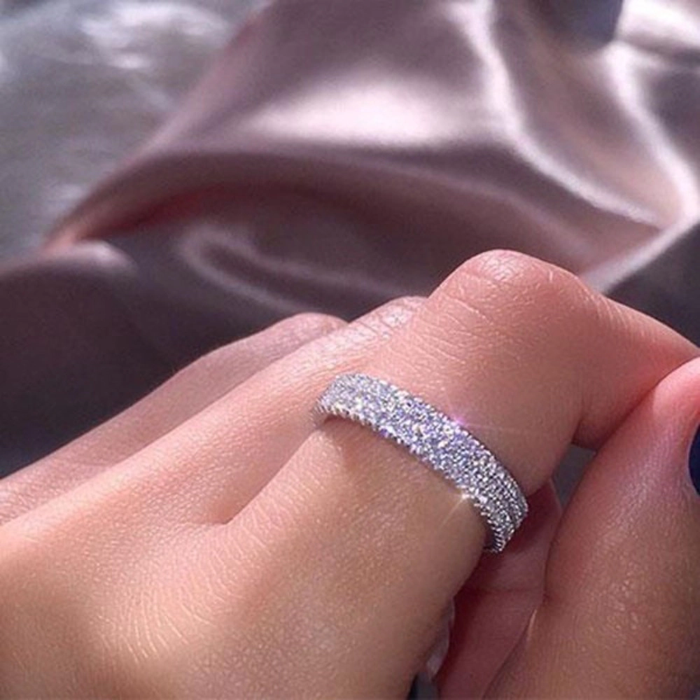 Brilliant Zirconia Finger Ring Female Engagement Ceremony Accessories