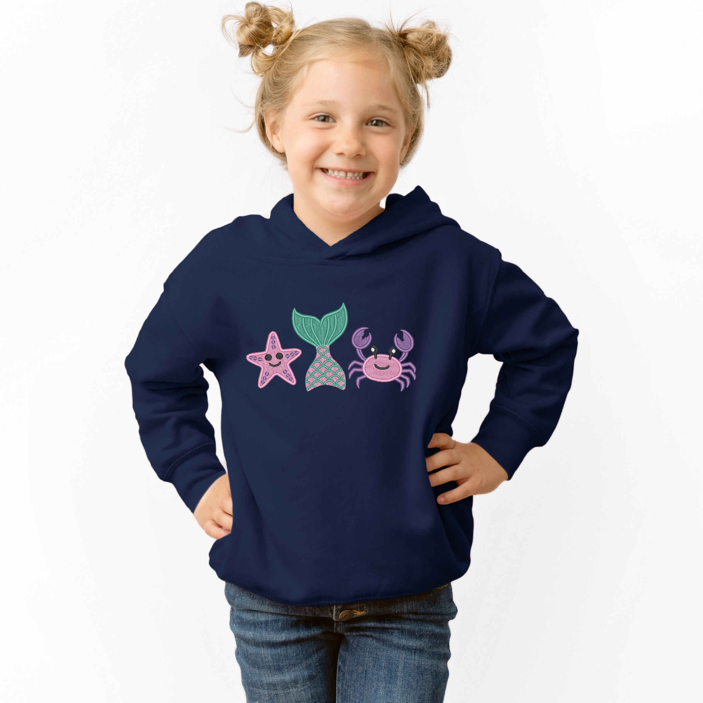 The Juniper Shop - Embroidered Crab Starfish Tail Toddler Hoodie