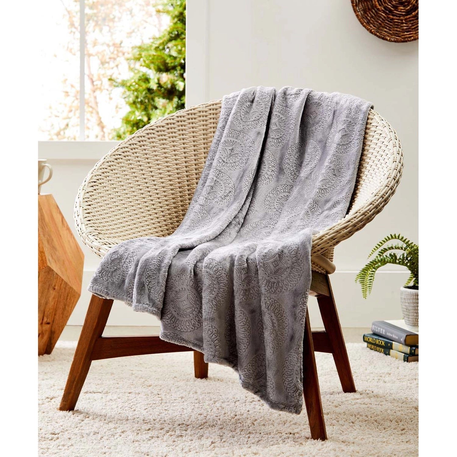 Plazatex Caesar Embossed Decorative Super Soft Throw Blanket for Sleep/Decor 2 Pack 50" x 60" Grey