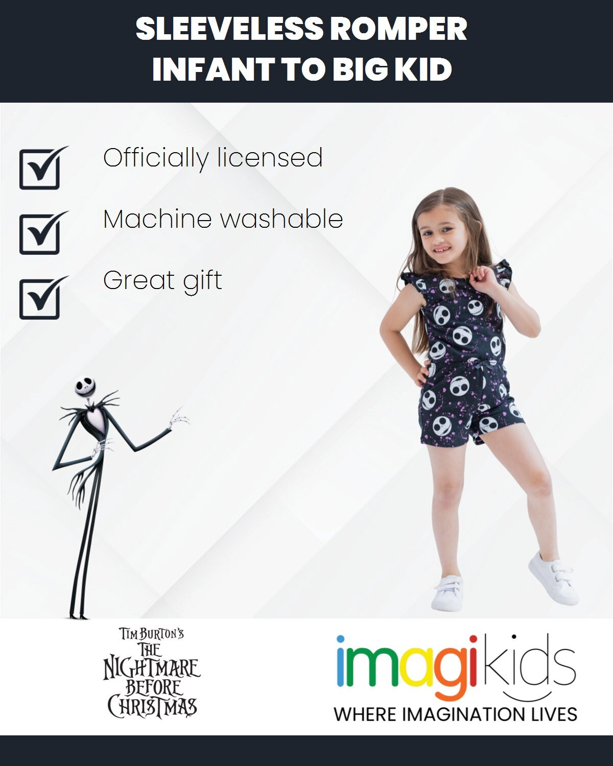 Disney Girls' Sleeveless Skater Romper
