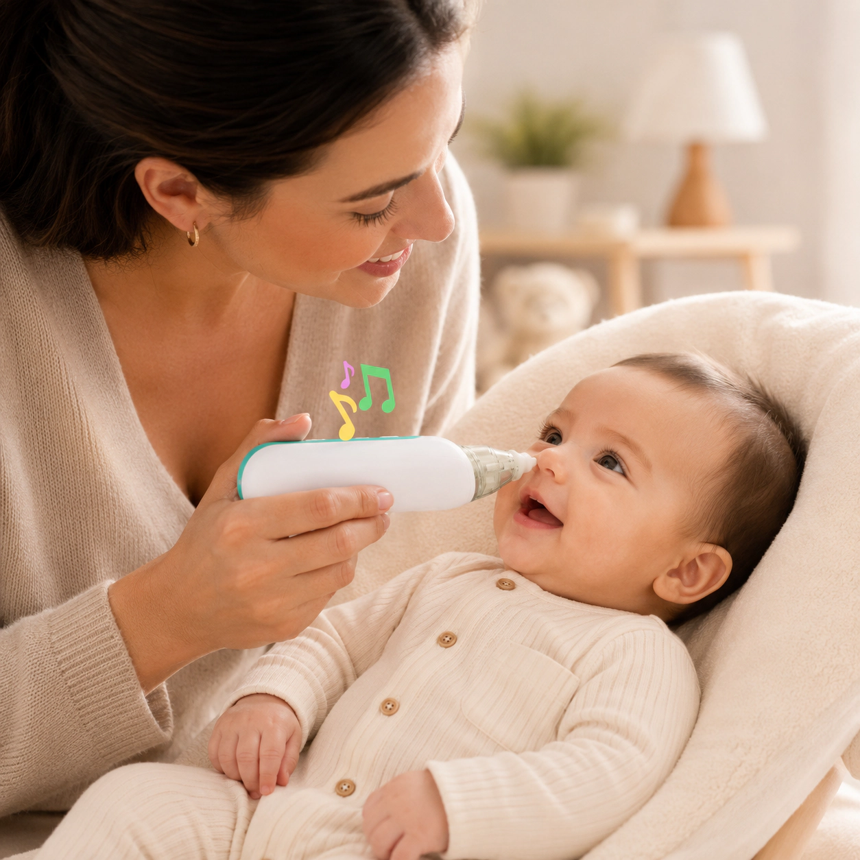 Pursonic Baby Gentle Electric Nasal Aspirator with Adjustable Suction & Silicone Tips