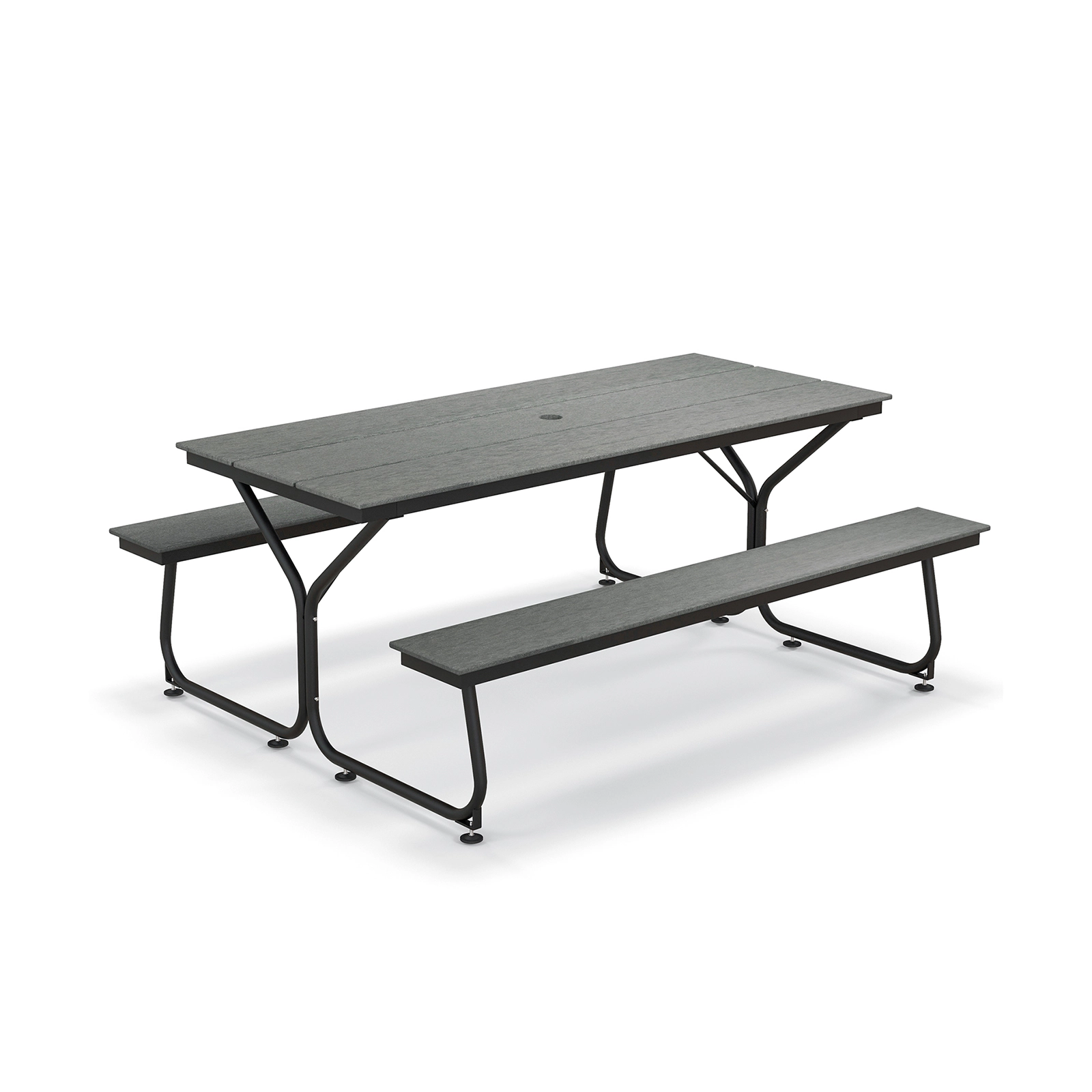 SUGIFT 6 ft Outdoor Picnic Table Bench Set Gray HDPE for 6-8 People with Metal Frame
