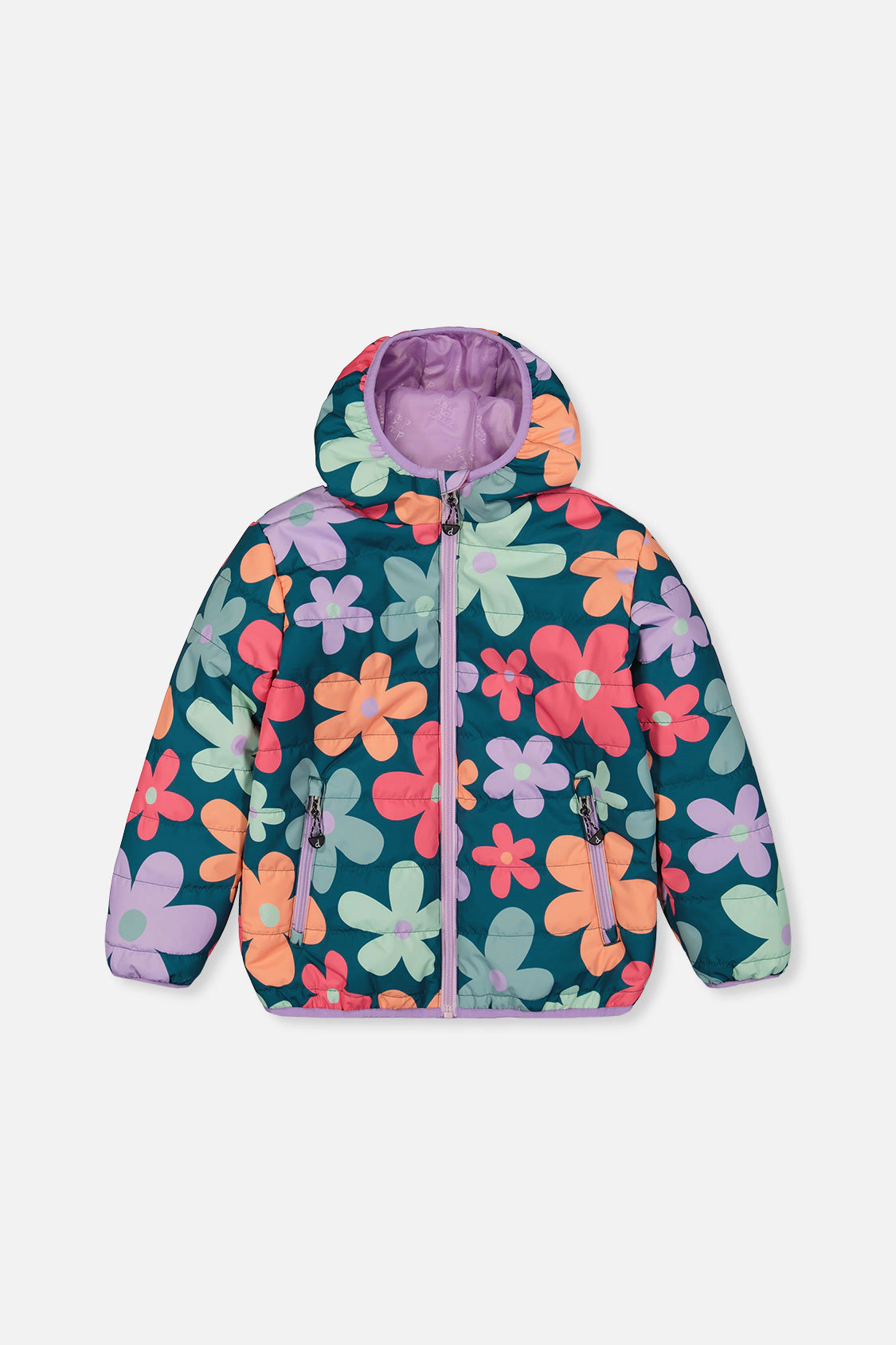 Deux par Girls Floral Print Quilted Mid-Season Jacket