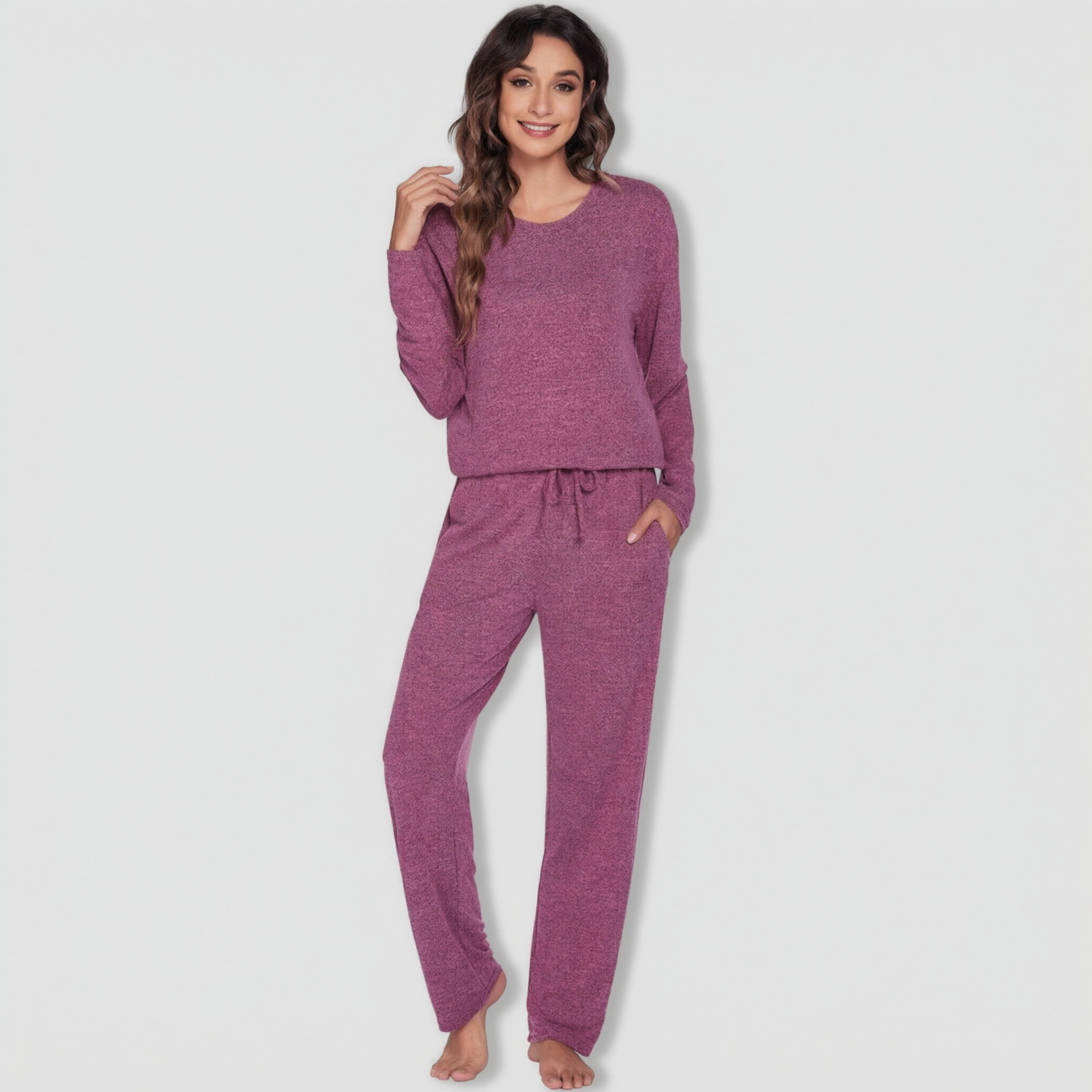 Ekouaer Pajamas Womens Two Piece Lounge Set Long Sleeve Top and Pants Sleepwear