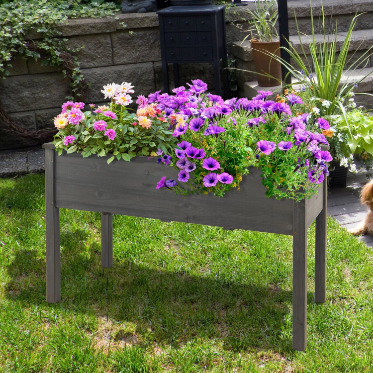Hivvago Wooden Raised Vegetable Garden Bed Elevated Grow Vegetable Planter