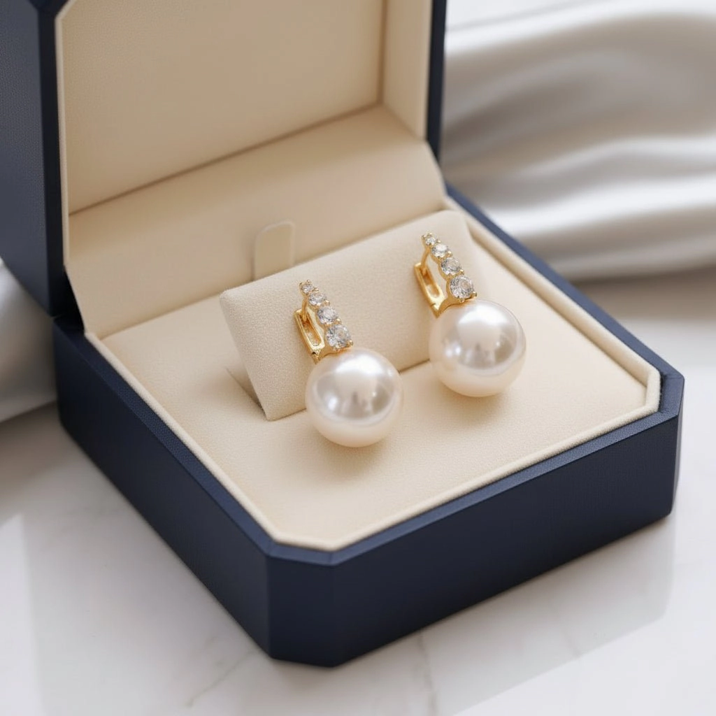 DressAtR Women's Simulated Pearl Gold Tone Drop Earrings