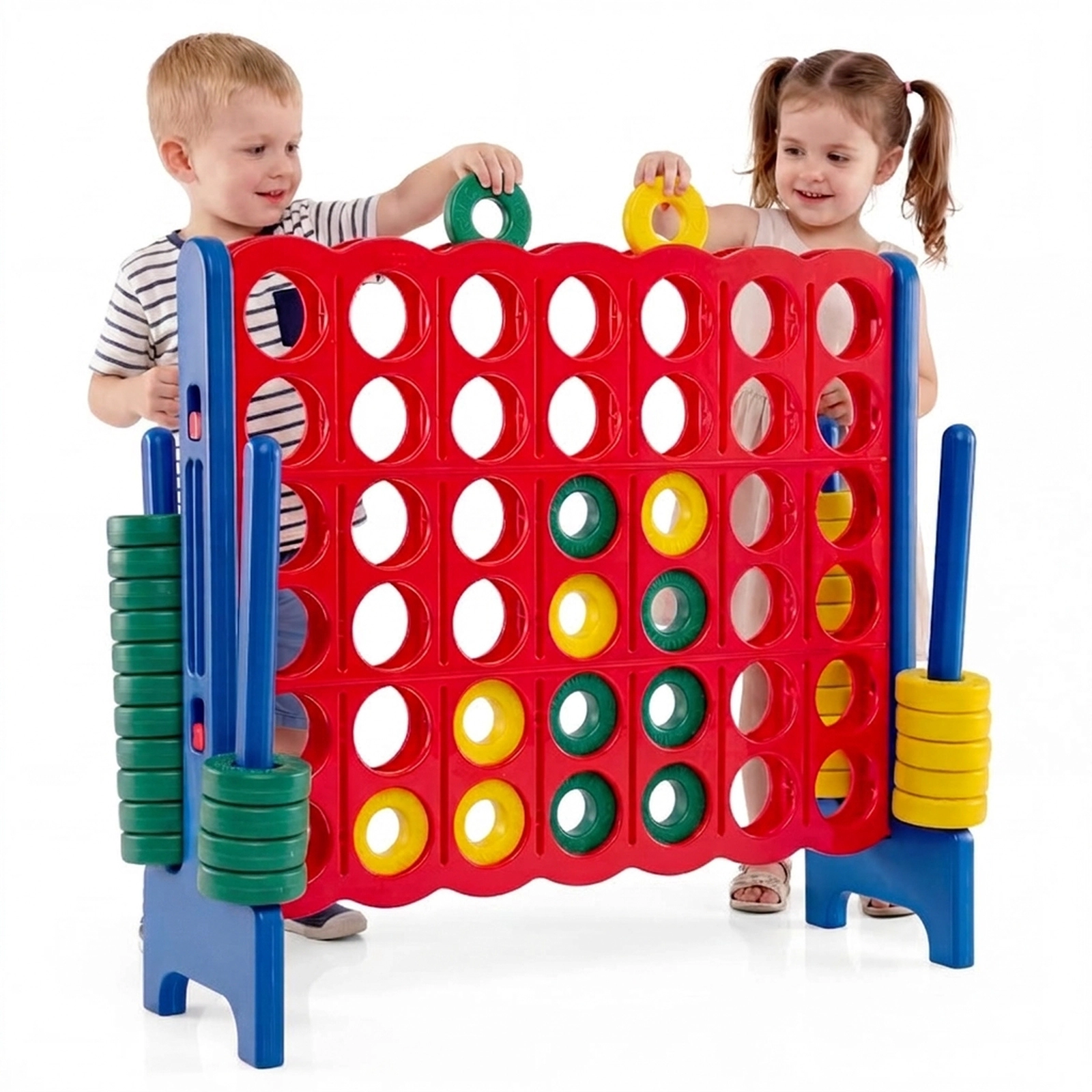 SUGIFT 46.5-in Jumbo 4-to-Score Oversized 4-in-a-Row Game Set with 2 Reset Levers and Smooth Edges