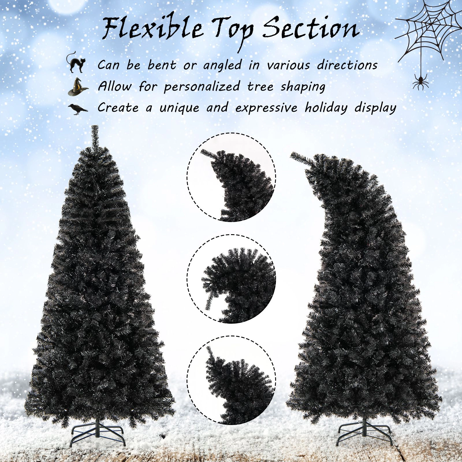 SlickBlue Black Artificial Halloween Tree with Adjustable Top