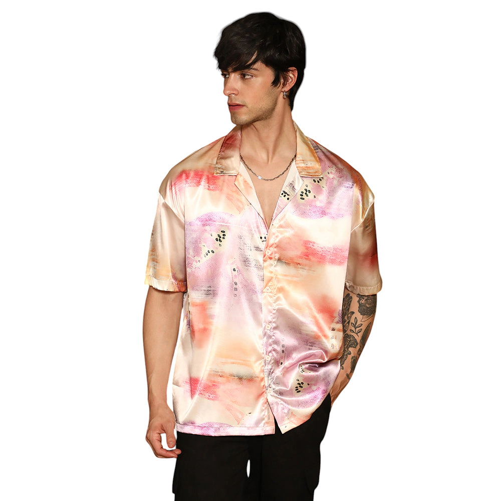 Abstract Sheen Oversized Shirt
