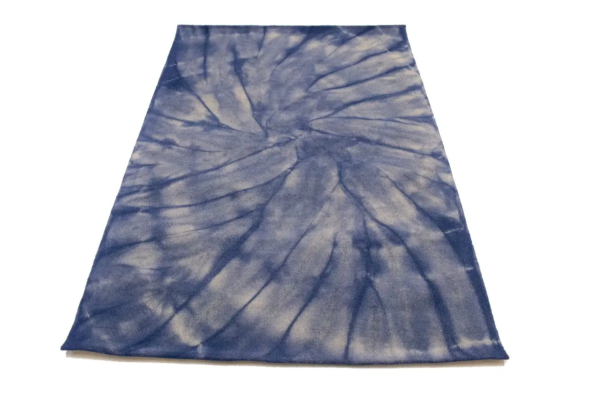 Magic Rugs 5'0 X 8'0 Purple-navy Tie-Dye Hand-Tufted Contemporary Wool Rug