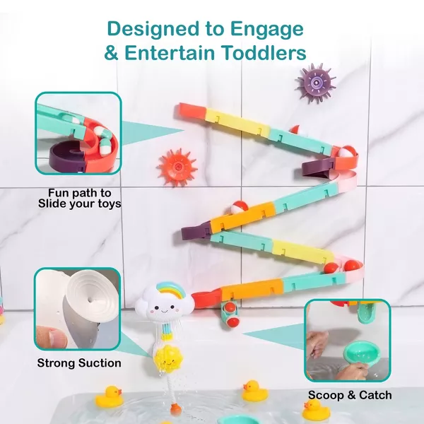 Sperric Interactive Bathtub Slide Set & Baby Shower Sprayer Toy Bundle- Fun Bath Toys for Toddlers, Educational Play Set