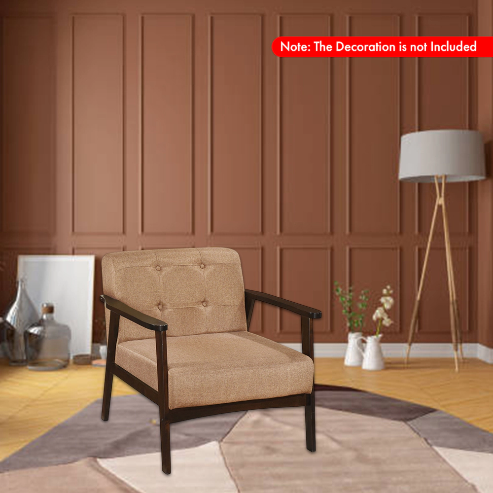 Hivvago Solid Rubberwood Accent Armchair for Living Room