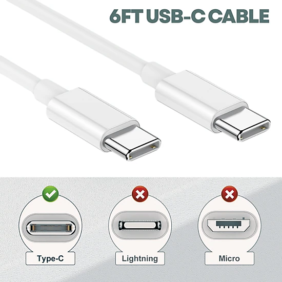 Qixxronics USB C Fast Charger 35W, 6ft TypeC Cable for iPhone 16/17/15, Google Pixel, Motorola, Samsung Galaxy [2PCS]