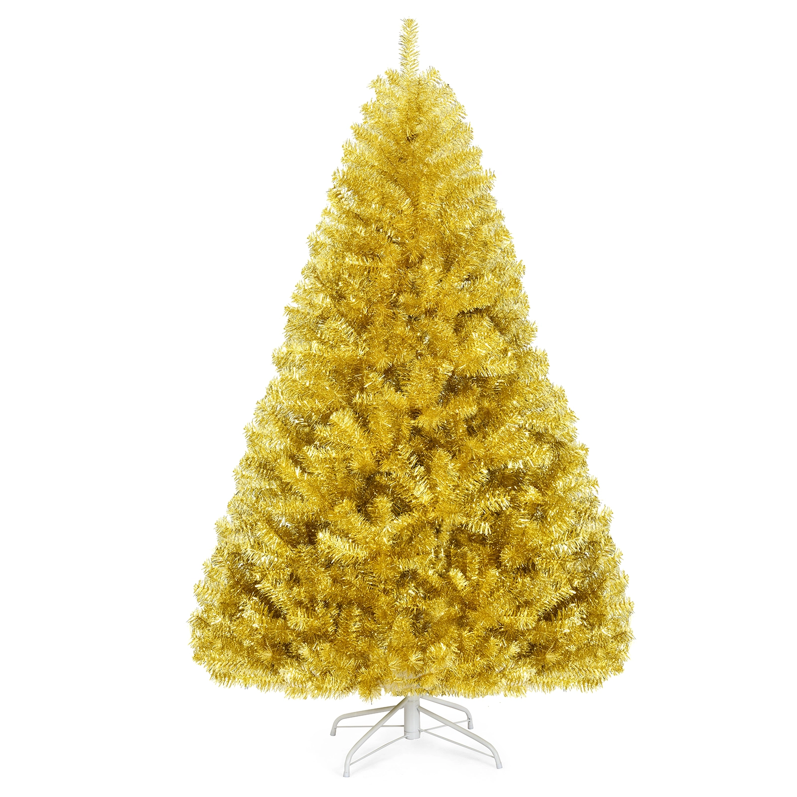 LJG 6/7.5 Feet Artificial Tinsel Christmas Tree Hinged with Foldable Stand-6 ft