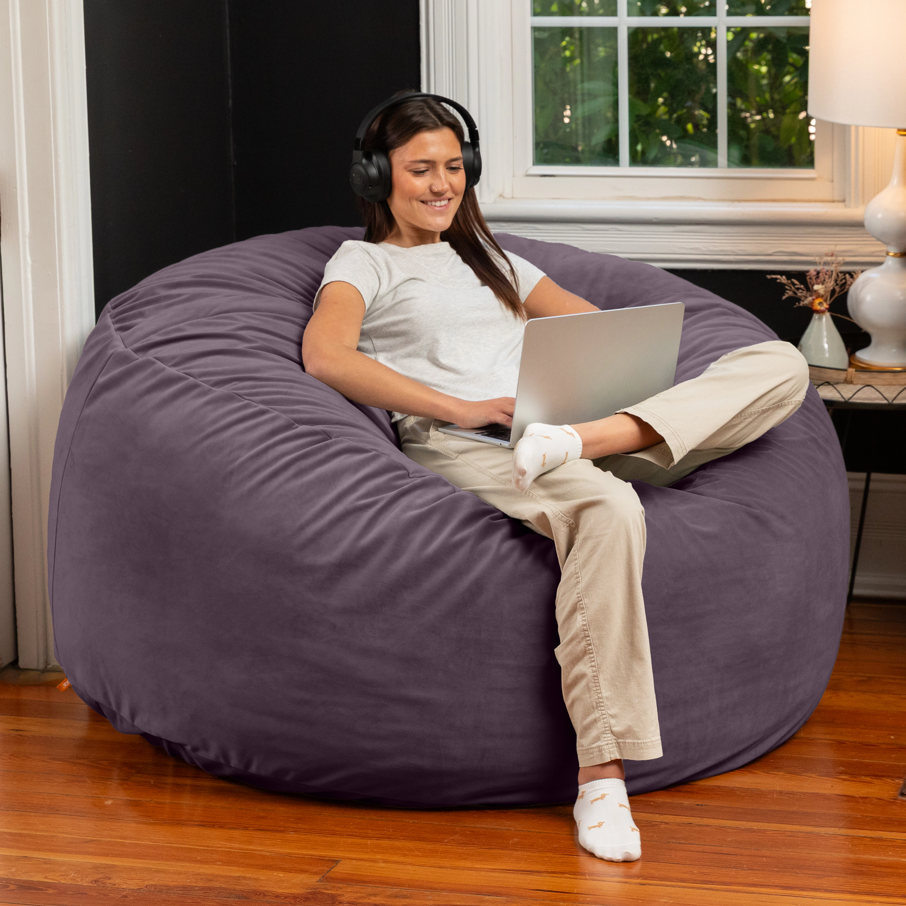 Jaxx 5 Foot Saxx - Large Round Bean Bag Chair for Adults