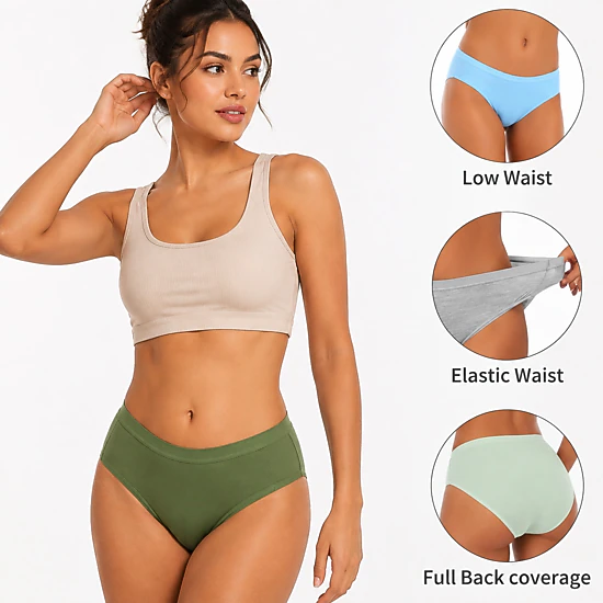 WZK Womens 10-Pack High Cut Stretch Cotton Underwear