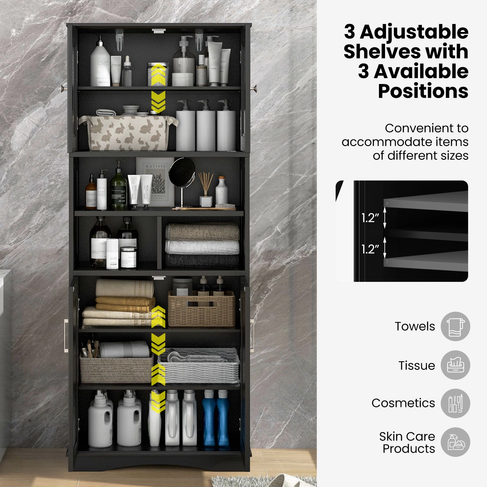 SlickBlue Multi-Use Storage Cabinet with Open Shelves for Home Organization
