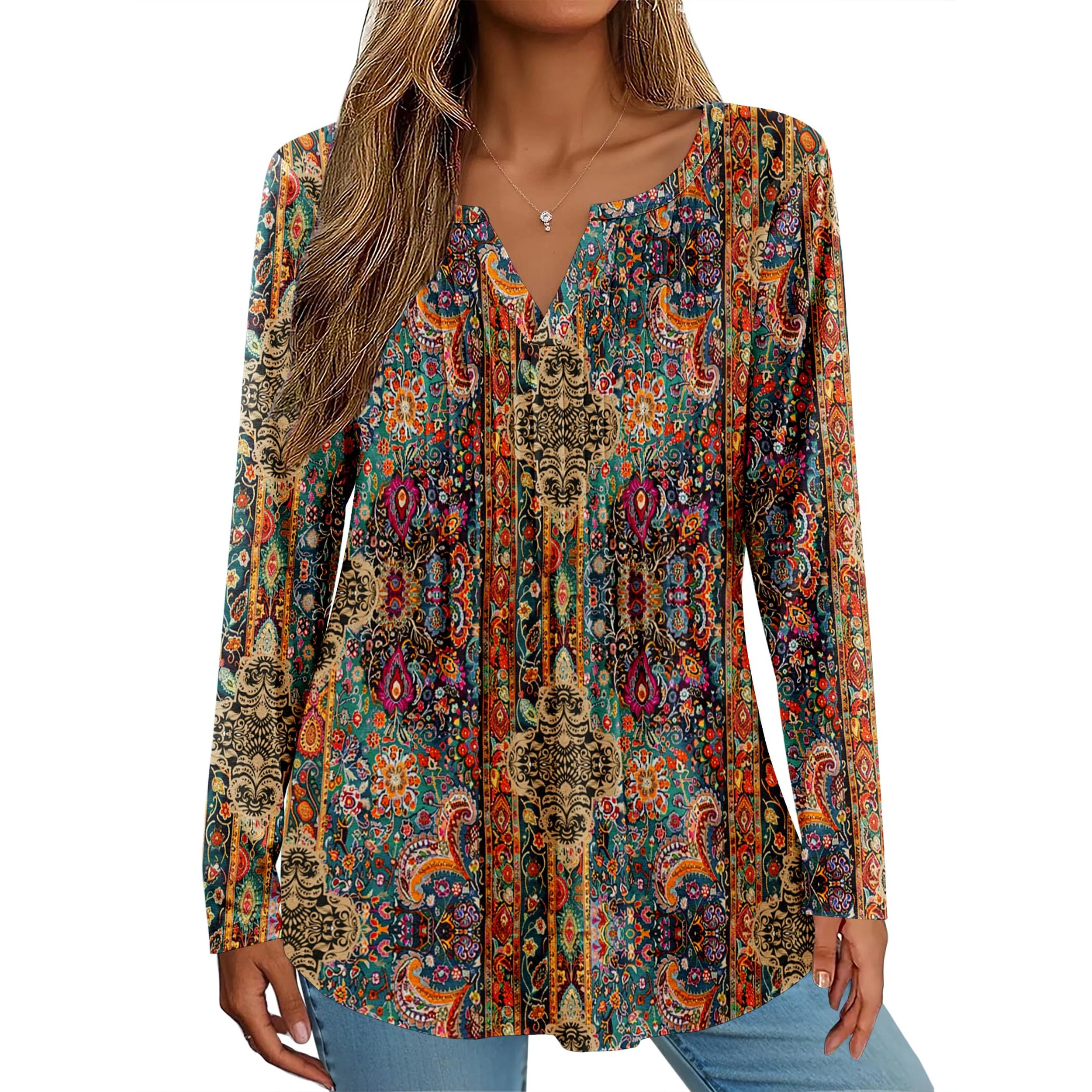 Zeagoo Women's V-Neck Long Length Blouse