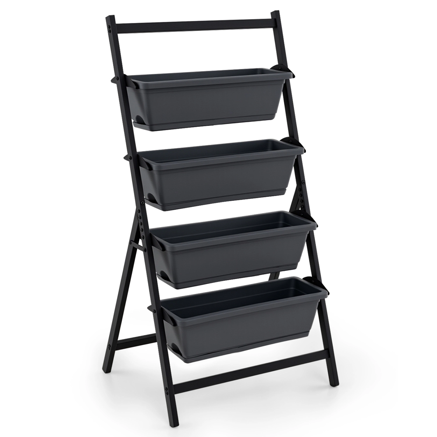 LJG 4-Tier Vertical Raised Garden Bed with Drainage Holes and 4 Containers