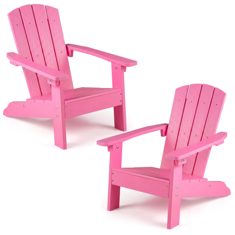 Hivvago Set Of 2 Kid'S Adirondack Chair With With High Backrest And Armrests