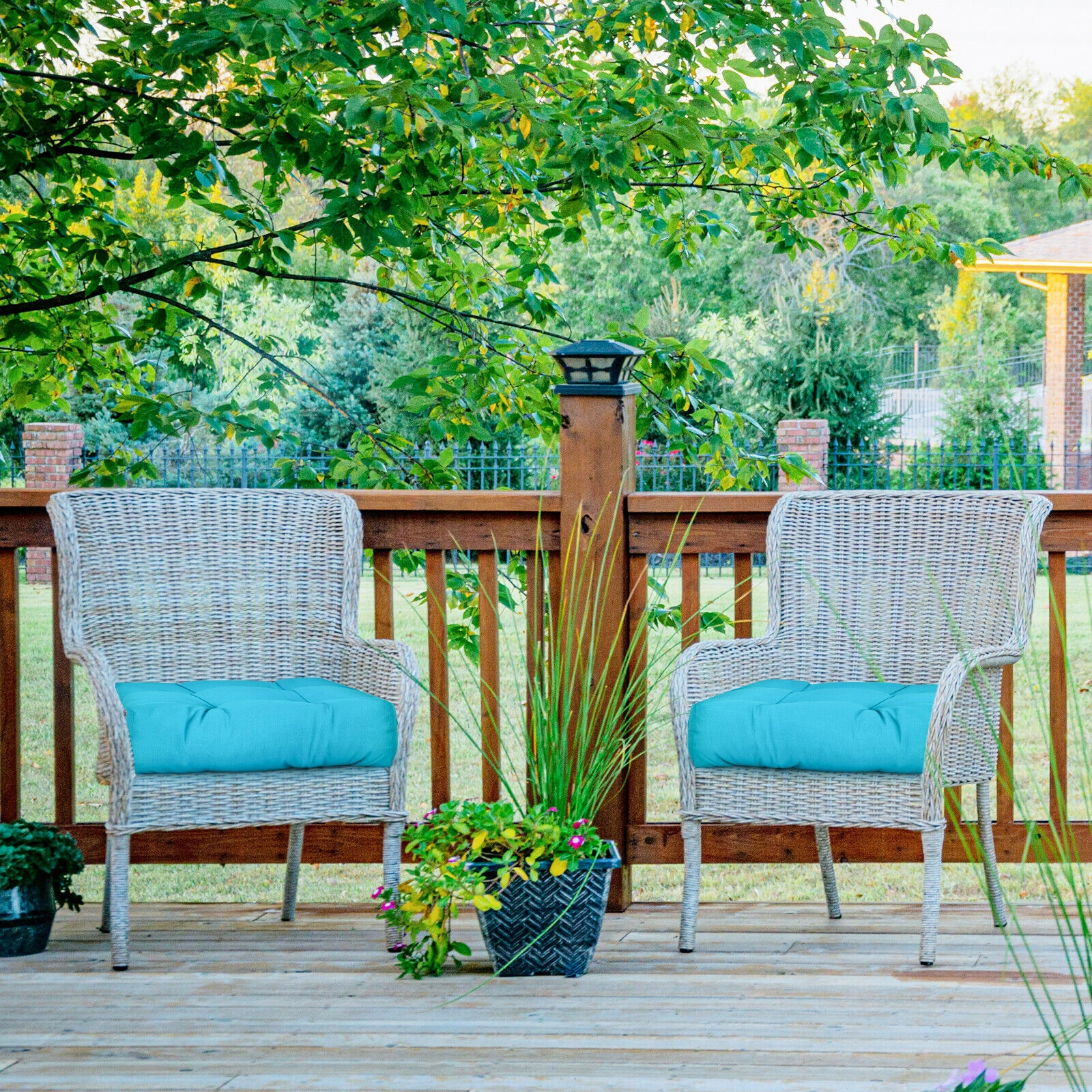 SlickBlue Square Patio Furniture Seat Cushions with Cotton Filling