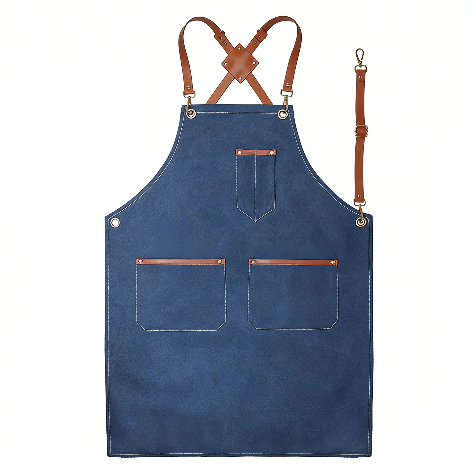 Alilang Unisex Denim Work Apron with Multi Pocket Utility Full Coverage for Kitchen Studio Workshop and Home