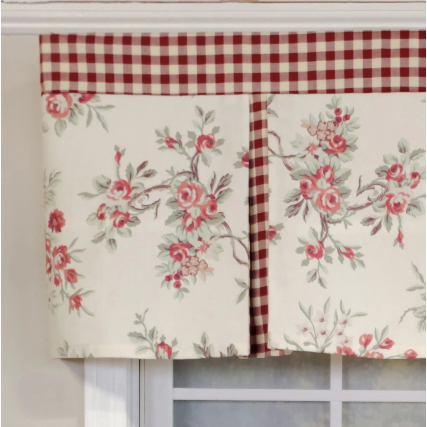 RLF Home 3" Rod Pocket High Quality Fabric D-Willow Pleated Valance for Windows 50" x 17" Red