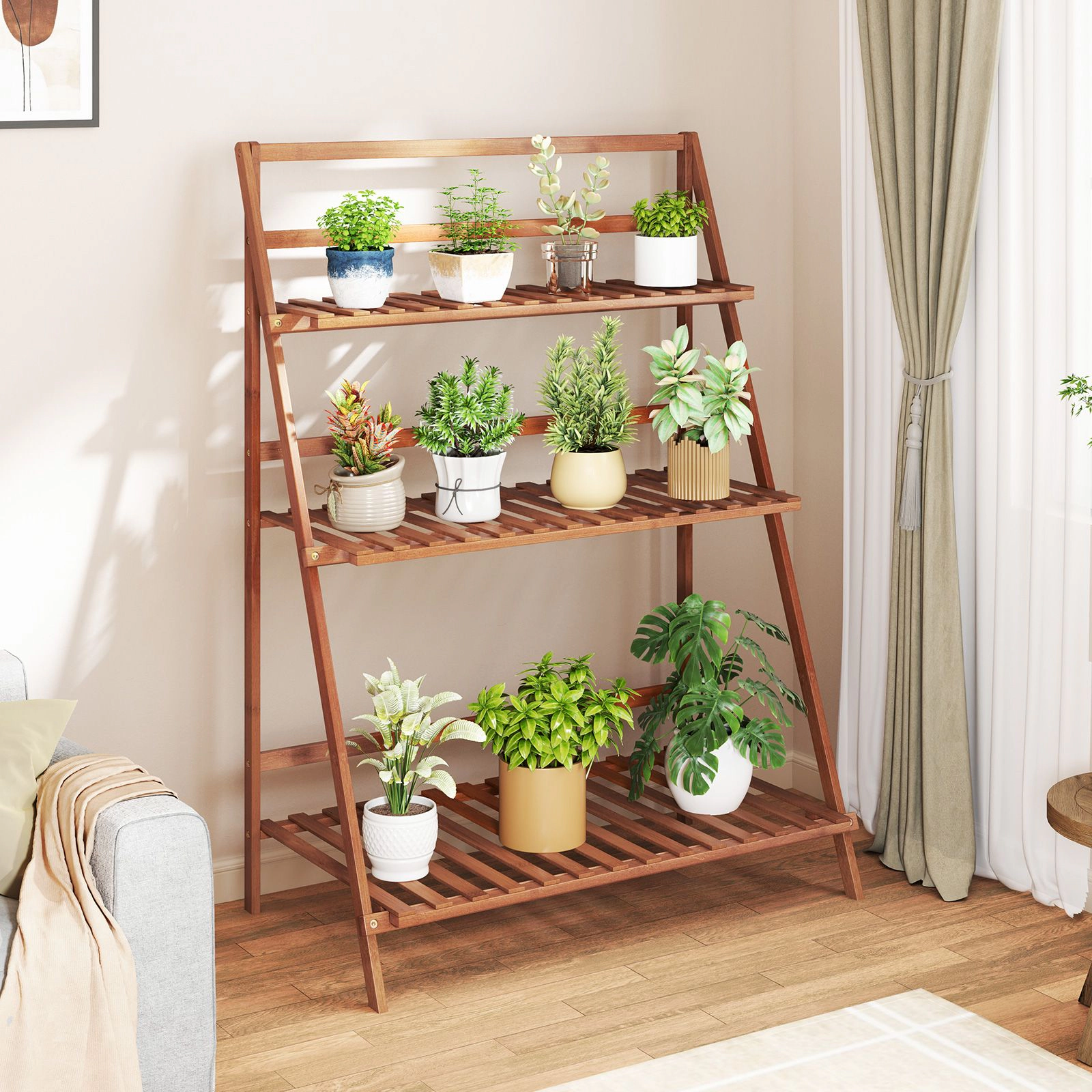 SlickBlue 3-Tier Folding Wicker Bookshelf Storage Rack