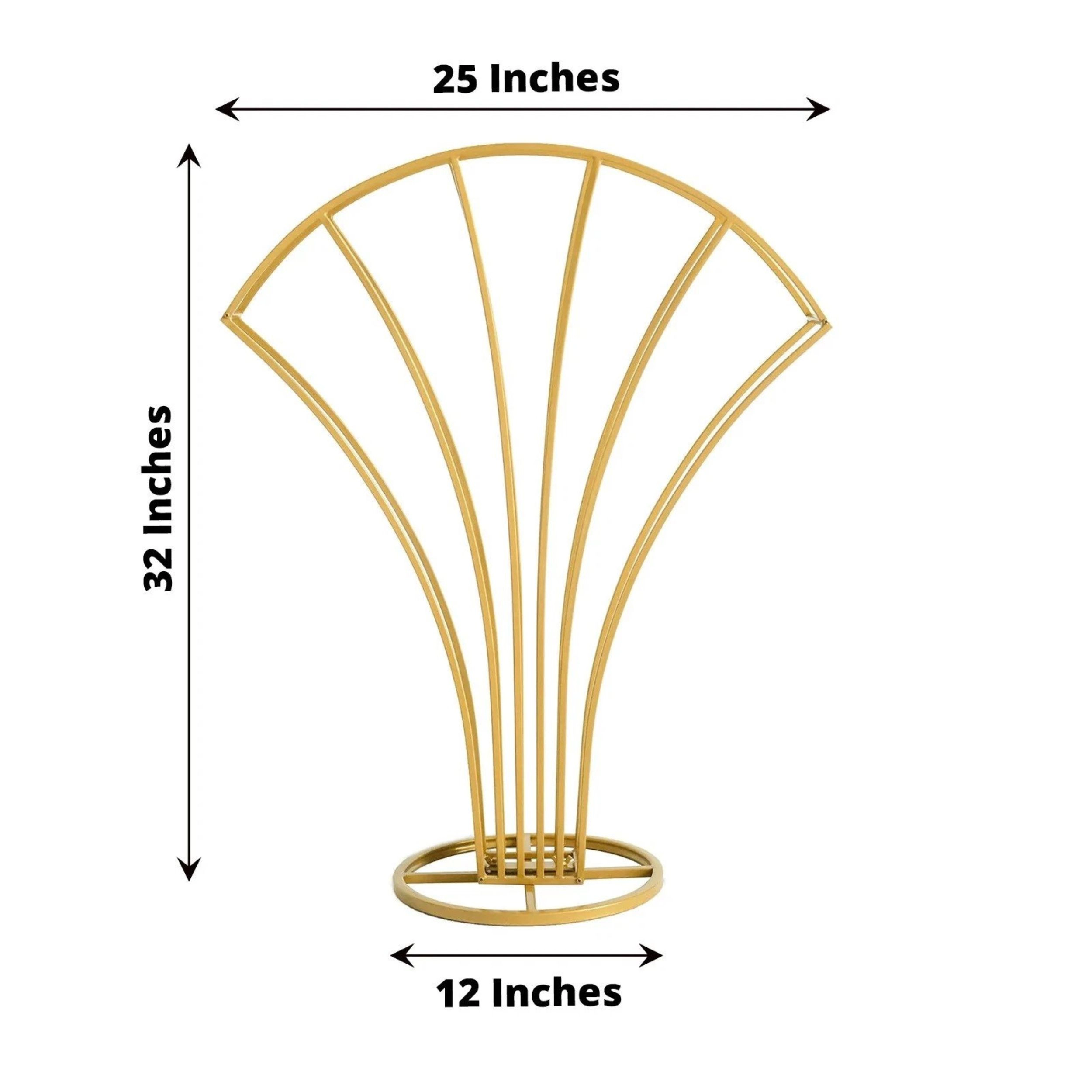 Home Collection 32 Inch Gold Scalloped Fan Metal Flower Display Stand