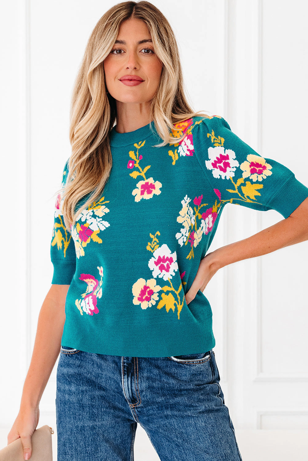 Threaded Pear Women's Joelle Sleeve Knitted Top