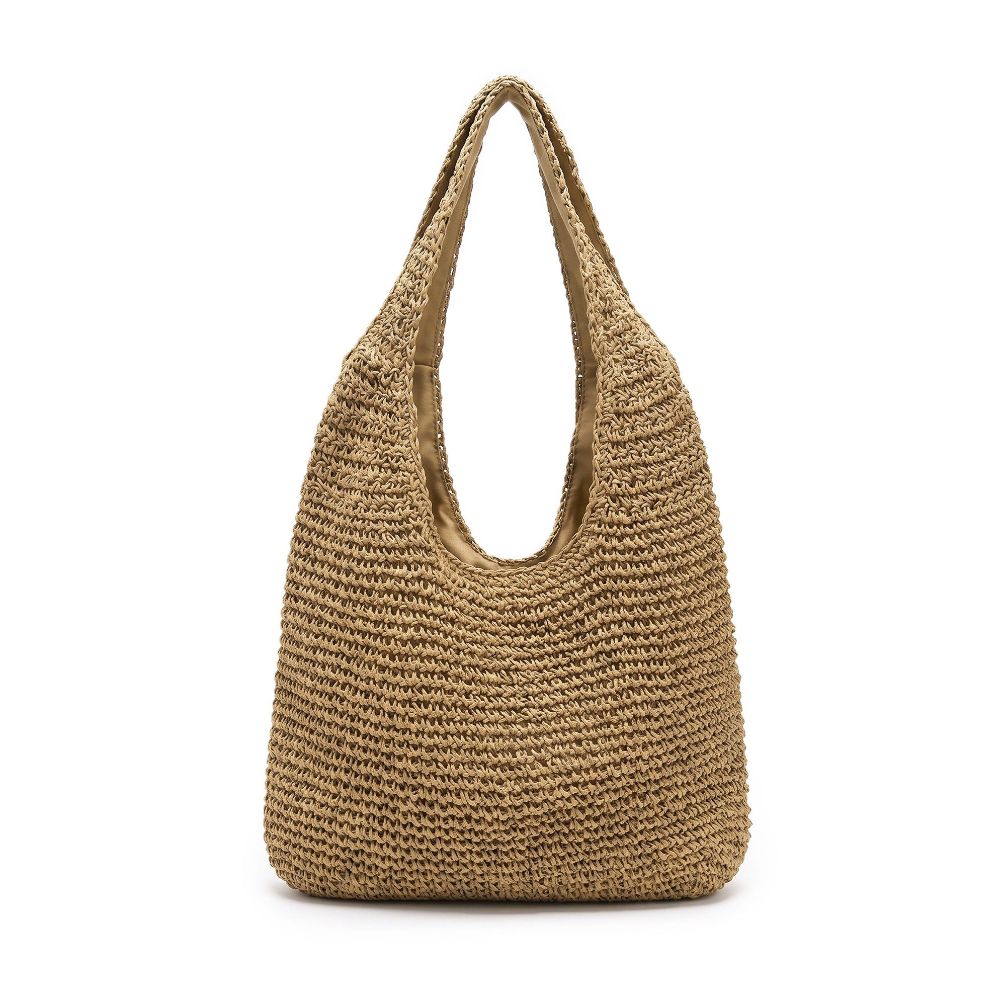 Alilang Women's Woven Crochet Hobo Bag with Integrated Strap Slouchy Shoulder Handbag Lightweight Large Capacity Tote