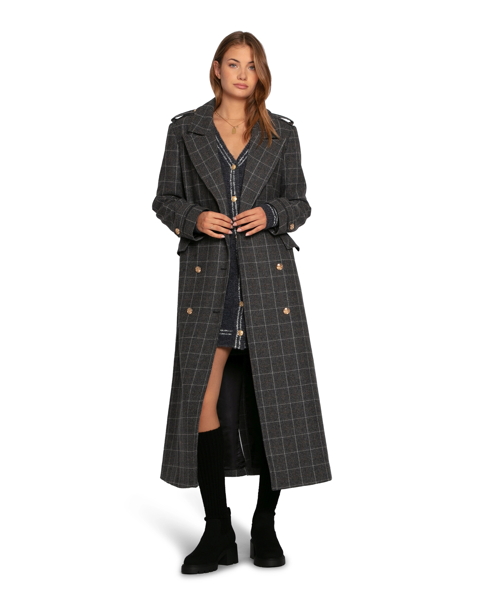 Belle & Bloom Command Wool Blend Double Breast Maxi Coat