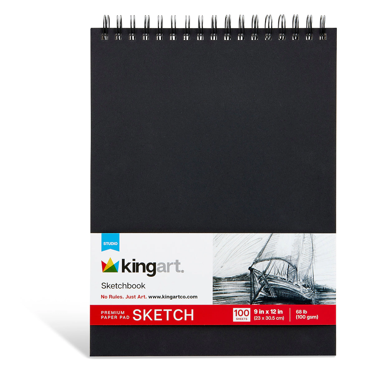 KINGART Sketchbook Pad - Top Spiral - 9" x 12" - 100 Sheets