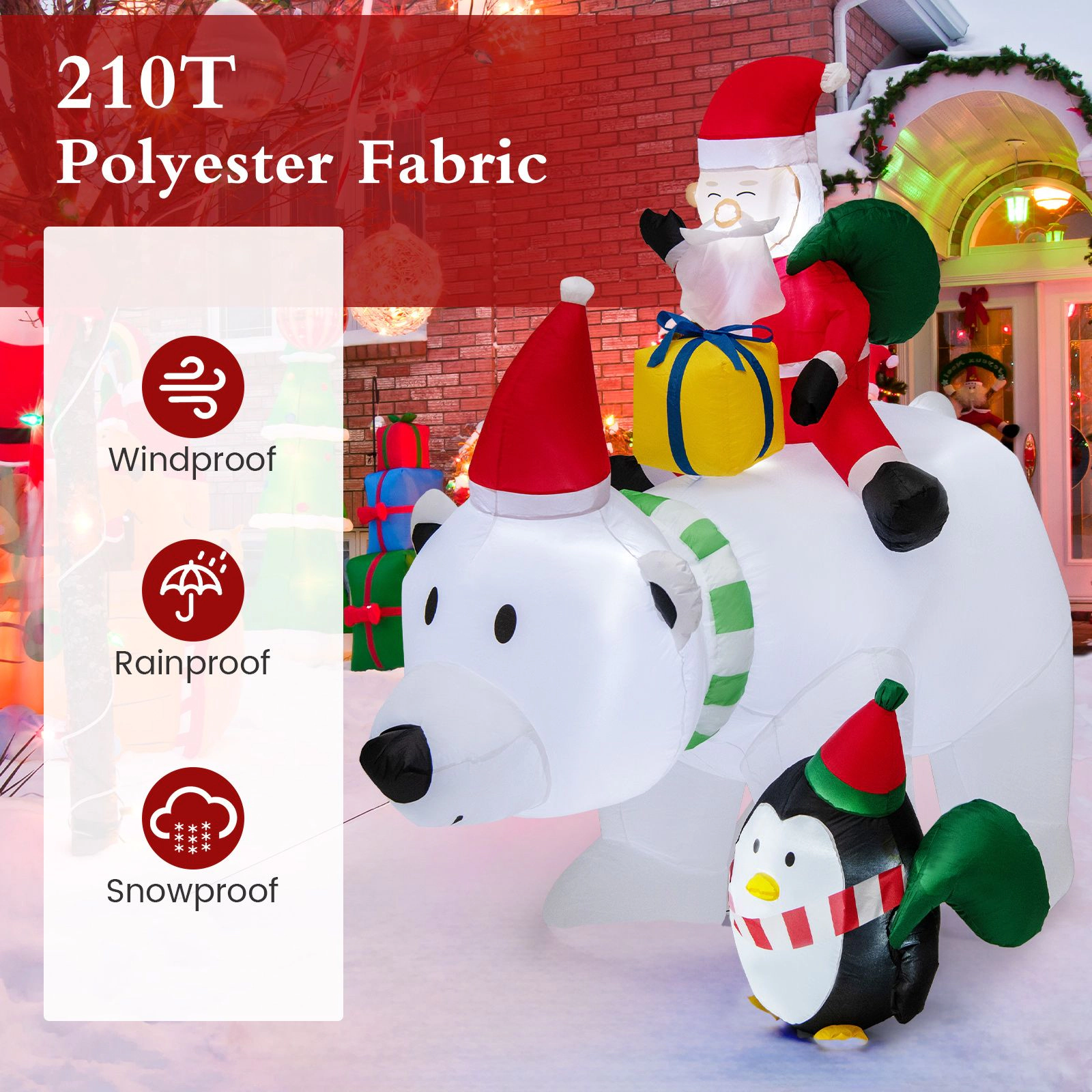 SlickBlue Unisex 7 Feet Christmas Inflatable Santa Polar Bear Decor