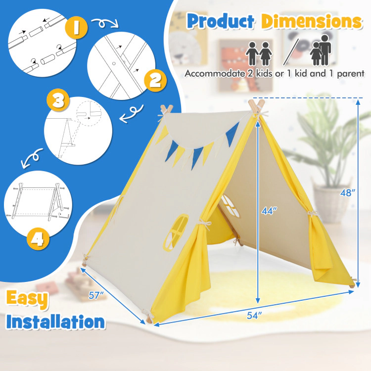 Hivvago Kids Play Tent with Solid Wood Frame Holiday Birthday Gift & Toy for Boys & Girls