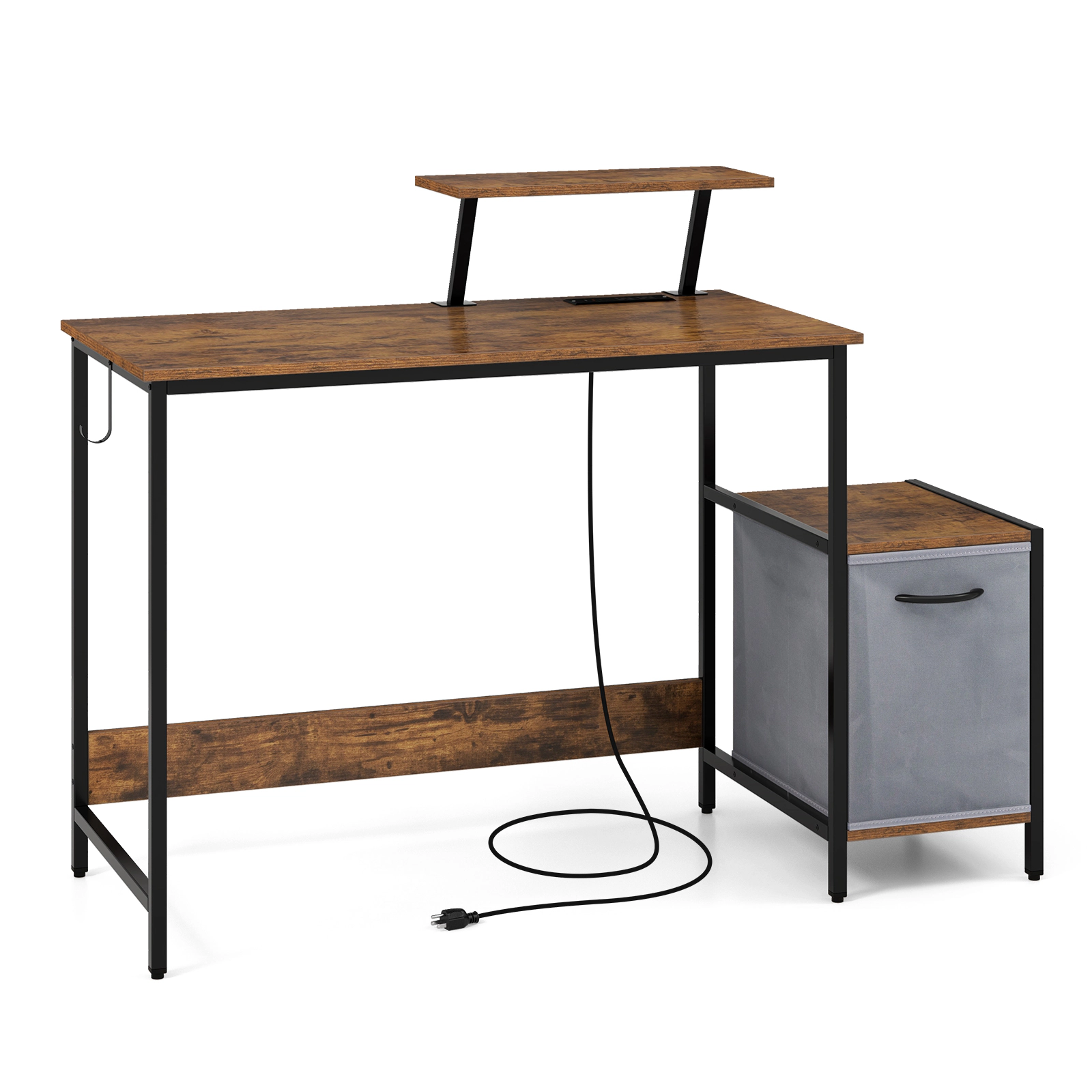 SlickBlue Computer Desk with Charging Station and Storage