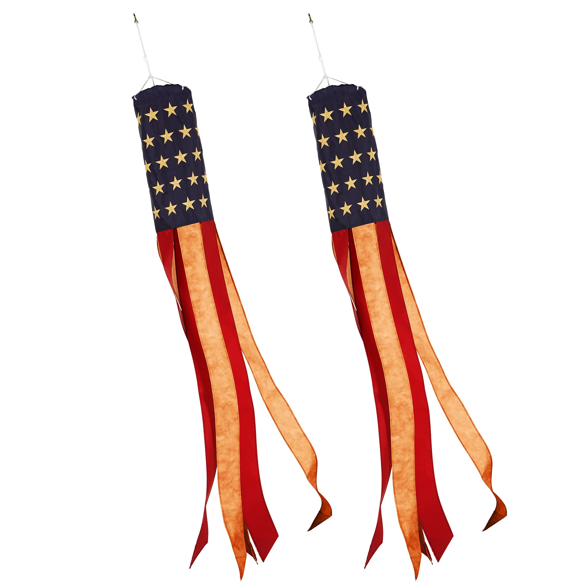 G128 2-Pack Tea-Stained 60" Embroidered Windsock - 420D Polyester, Brass Grommets, Indoor/Outdoor