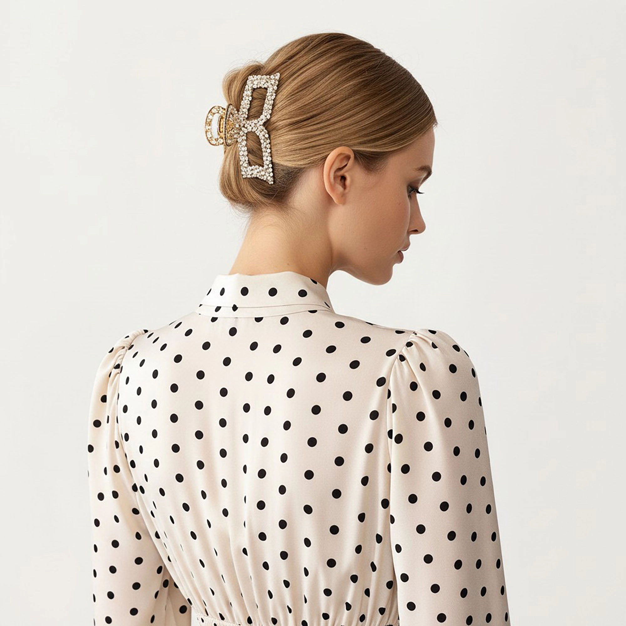 Anna-Kaci Womens Polka Dot Bow Tie V-Neck Midi Dress